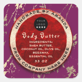 Logo Balm Butter Cosmetic Gold Ruby Paars Vierkante Sticker