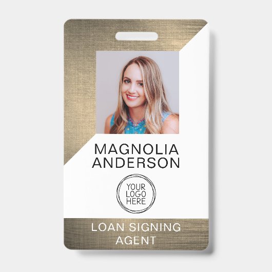 Logo Barcode pensed Metal Employee Badge (Front)