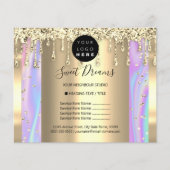 Logo Beauty Makeup Nails Price List Gold Holograaf Flyer (Voorkant)