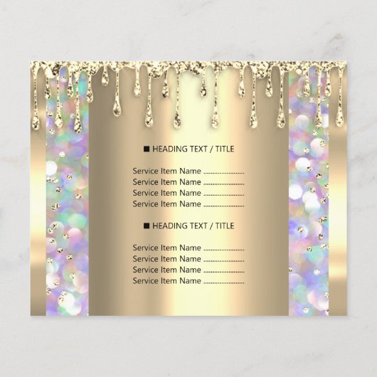 Logo Beauty Makeup Nails Price List Golden Drids Flyer (Achterkant)