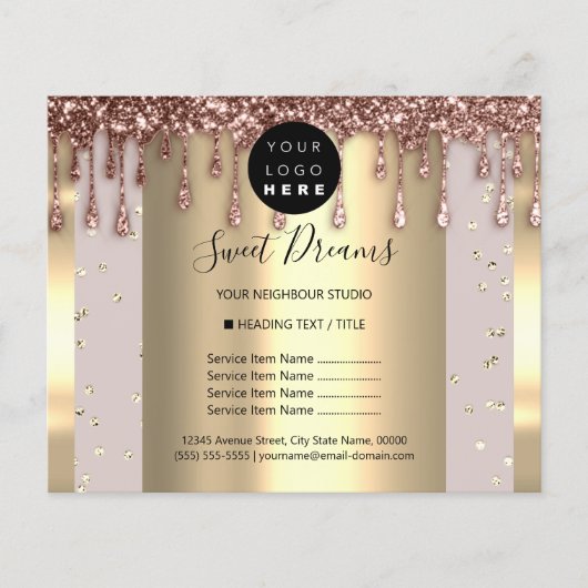 Logo Beauty Makeup Nails Price List Roos SPA Flyer (Voorkant)