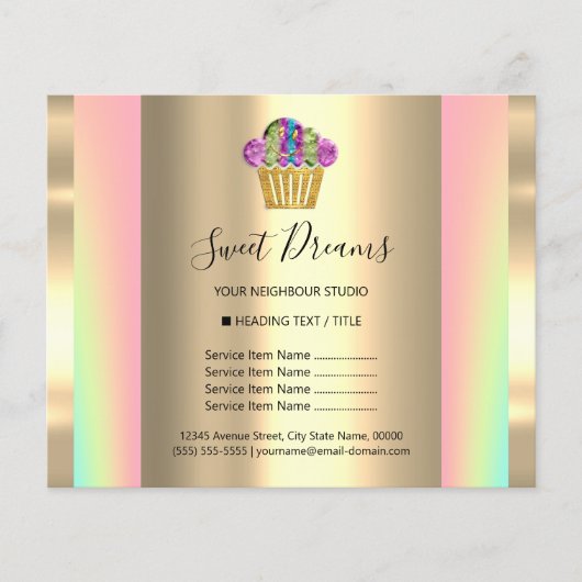 Logo Beauty Salon Sweet Holografen prijslijst broc Flyer (Voorkant)