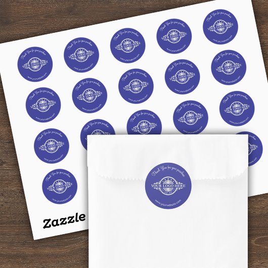 Logo / Bedankt Blauw Ronde Stickers Blad