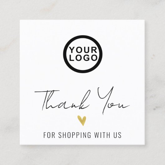 Logo Bedankt Modern Heart Square Visitekaartje (Voorkant)