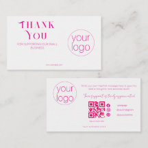 Logo Bedankt QR Kaart Roze voor Klein Bedrijf