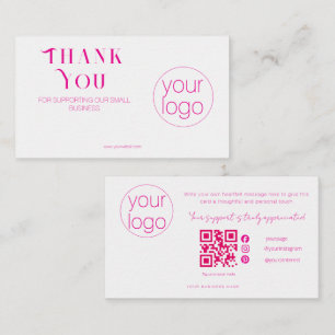 Logo Bedankt QR Kaart Roze voor Klein Bedrijf Visitekaartje