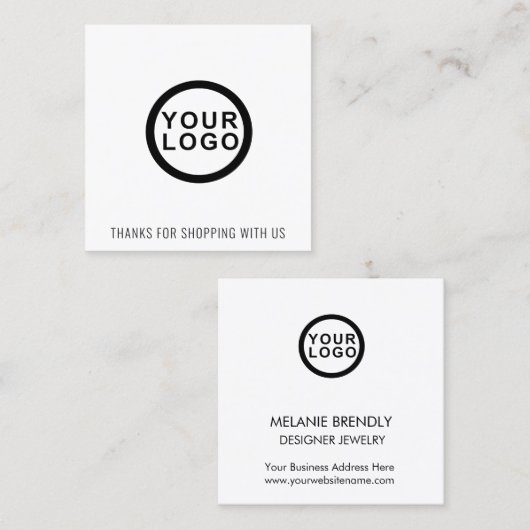 Logo | Bedankt voor het moderne plein Visitekaartj Vierkante Visitekaartje (Voorkant / Achterkant)