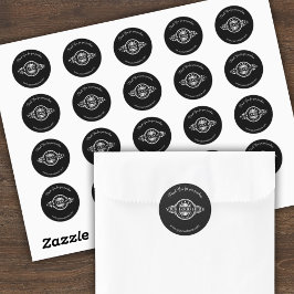 Logo / Bedankt zwarte ronde Stickers blad