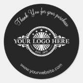 Logo / Bedankt zwarte ronde Stickers blad (Voorkant)