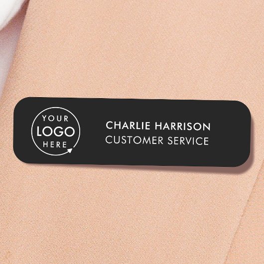 Logo bedrijf | Aangepast personeel zwart Naamplaatje