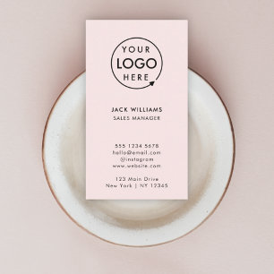 Logo bedrijf   Blush roze moderne verticale stijlv Visitekaartje