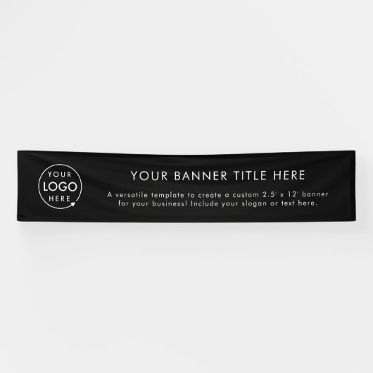 Logo bedrijf | Business Modern Black 12" Spandoek (Horizontaal)
