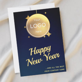 Logo bedrijf goud blauw nieuwjaarskaart feestdagenkaart