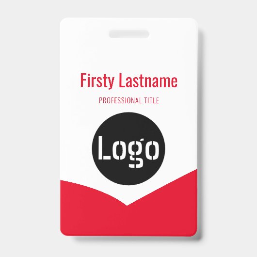 Logo bedrijf met eerste en laatste naambalkcode badge (Voorkant)