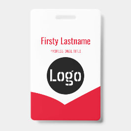 Logo bedrijf met eerste en laatste naambalkcode badge