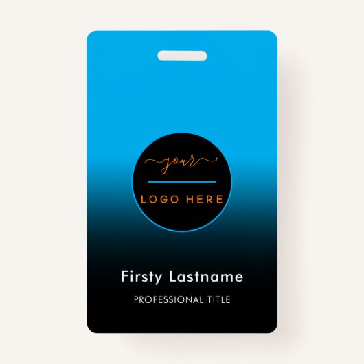 Logo bedrijf met eerste en laatste naambalkcode badge (Voorkant)