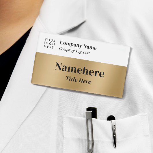 Logo Bedrijf Modern Eenvoudig Faux Goud Grote Tite Naambadge