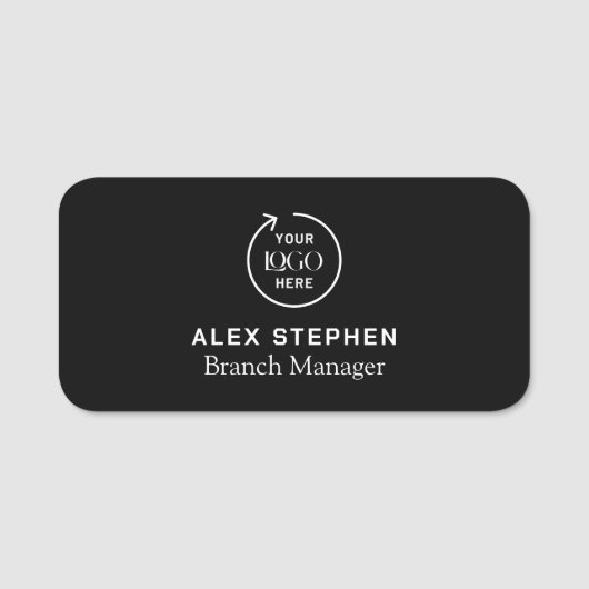 Logo bedrijf | Moderne zwarte medewerkers Naamplaatje (Voorkant)