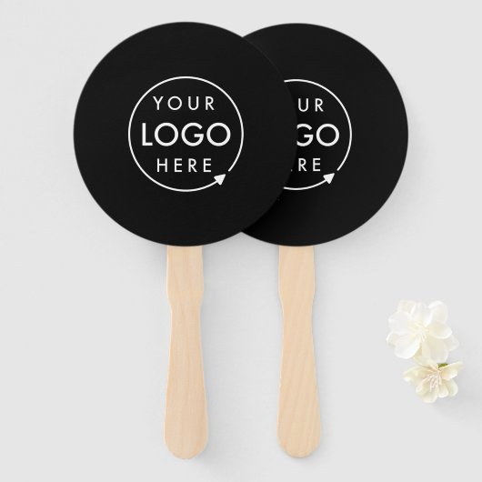 Logo bedrijf | Moderne zwarte promotie Handwaaier (Voorkant en achterkant)