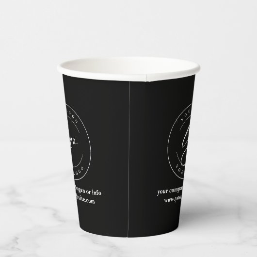 Logo bedrijf | Zwart bedrijf Papieren Bekers (Rechts)