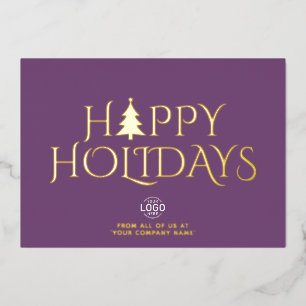 Logo Bedrijfs Elegant Paars Kerst Gelukkig Folie Feestdagenkaart