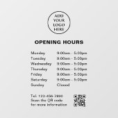 Logo Bedrijfs QR-code Bedrijfswinkeluren hier Raamsticker (Vel)