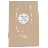 Logo Bedrijfsleven | Beige Bedrijf Minimalistisch Medium Cadeauzakje (Voorkant)