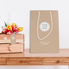 Logo Bedrijfsleven | Beige Bedrijf Minimalistisch Medium Cadeauzakje