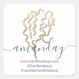 Logo Bedrijfsnaam Beauty Studio White Gold Vierkante Sticker