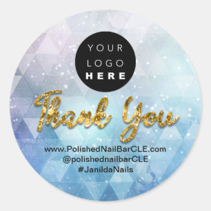 Logo bedrijfsnaam Bedankt voor het winkelen van Gl Ronde Sticker