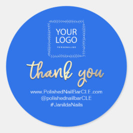 Logo bedrijfsnaam Bedankt voor het winkelen van Go Ronde Sticker