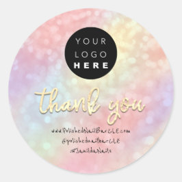 Logo bedrijfsnaam Bedankt voor het winkelen van Ro Ronde Sticker