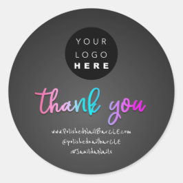 Logo Bedrijfsnaam Bedankt Winkelen Grijs Ronde Sticker