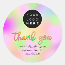 Logo Bedrijfsnaam Dank u het winkelen Holograph 3D Ronde Sticker