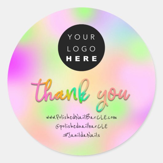 Logo Bedrijfsnaam Dank u het winkelen Holograph 3D Ronde Sticker (Voorkant)