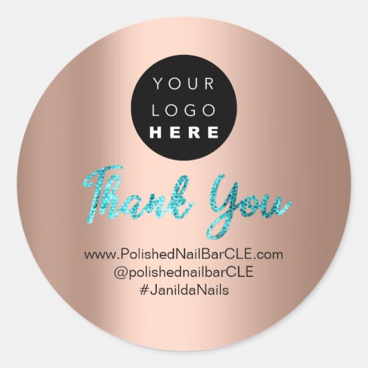 Logo Bedrijfsnaam Dank u het Winkelen Zakelijk Roo Ronde Sticker (Voorkant)