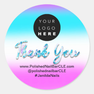 Logo Bedrijfsnaam Dank u Holograph Winkelen Ronde Sticker