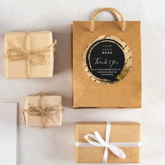 Logo bedrijfsnaam Hartelijk dank voor uw Shoping G Ronde Sticker