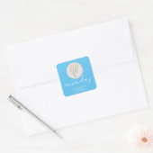 Logo Bedrijfsnaam Kapper Make-up Blauw Vierkante Sticker (Envelop)