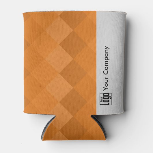 Logo Bedrijfsnaam Tegel Patroon Sinaasappel & Grij Blikjeskoeler (Voorkant)