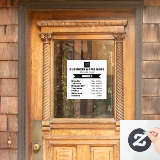 Logo Bedrijfsuren Raamsticker (Huis Deur)