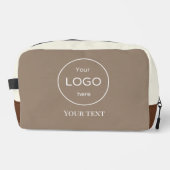 Logo beige bruin accessoire cosmetische doppzak toilettasje (Voorkant)