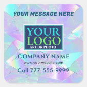 Logo, bericht, bedrijfspromotie, iriserend ontwerp vierkante sticker (Voorkant)