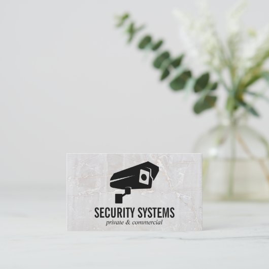 Logo Beveiligingscamera | Marmer Visitekaartje (Staand voorkant)