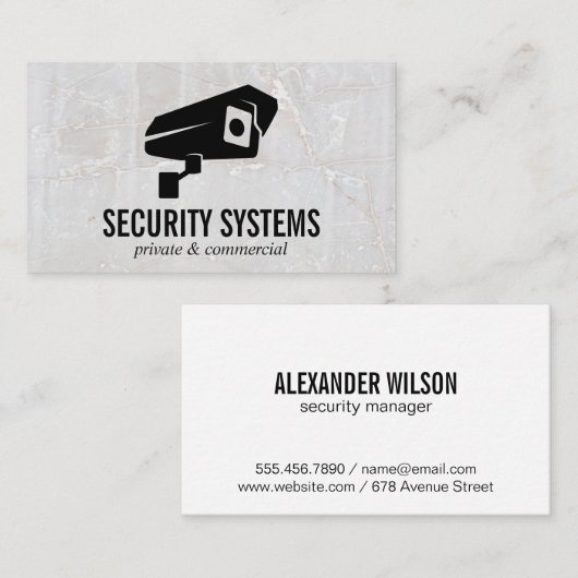 Logo Beveiligingscamera | Marmer Visitekaartje (Voorkant / Achterkant)