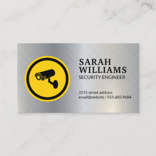 Logo Beveiligingscamera Metaalstructuur Visitekaartje