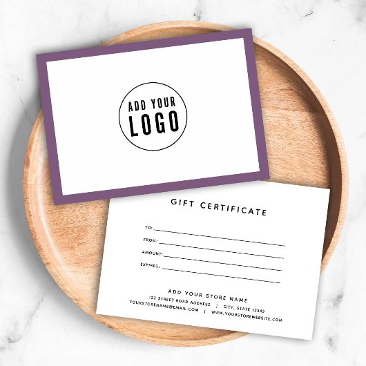 Logo bewerkbaar rand kleurcadeaucertificaat toevoe