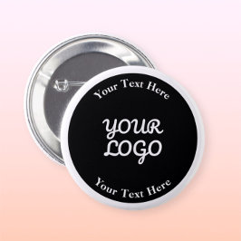 Logo bewerkbaar toevoegen Zwart & Wit met rand Ronde Button 5,7 Cm