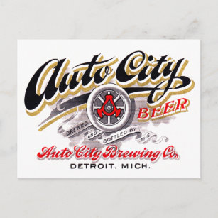  Logo Bier Etiket Auto City Beer Detroit Briefkaart