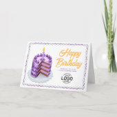 Logo Big Purple Vintage Cake Business Birthday Kaart (Voorkant)
